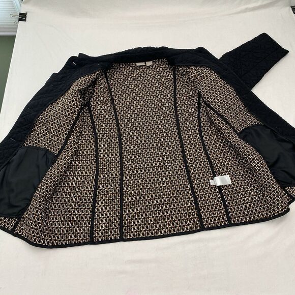 Chicos Quilted Jacket Womens 3 XL Black Button Up Pockets Lightweight Classic - Picture 3 of 9